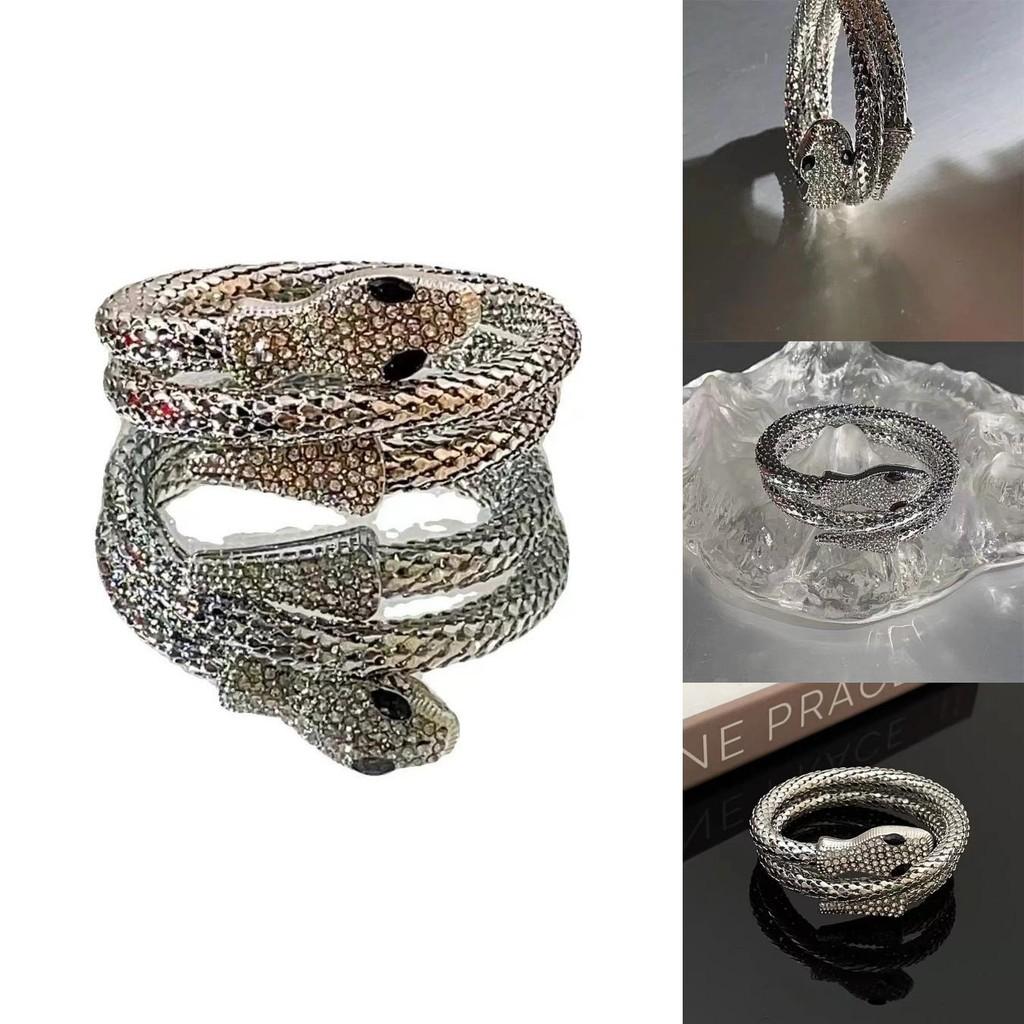 Punk Style Snake-shaped Alloy Zircon Bracelet For Women Bold And Distinctive
