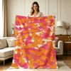 For All Season Soft Flannel Throw Blanket with Pink And Orange Watercolor Abstract Print Lightweight Warm Cozy Blanket for Sofa Couch Chair Bedroom Of