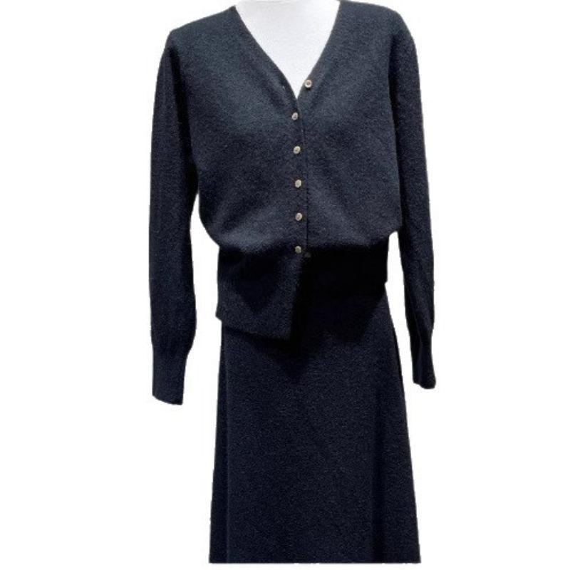 Casual knitted cardigan skirt women's two-piece set autumn and winter new large size loose sweater skirt set women