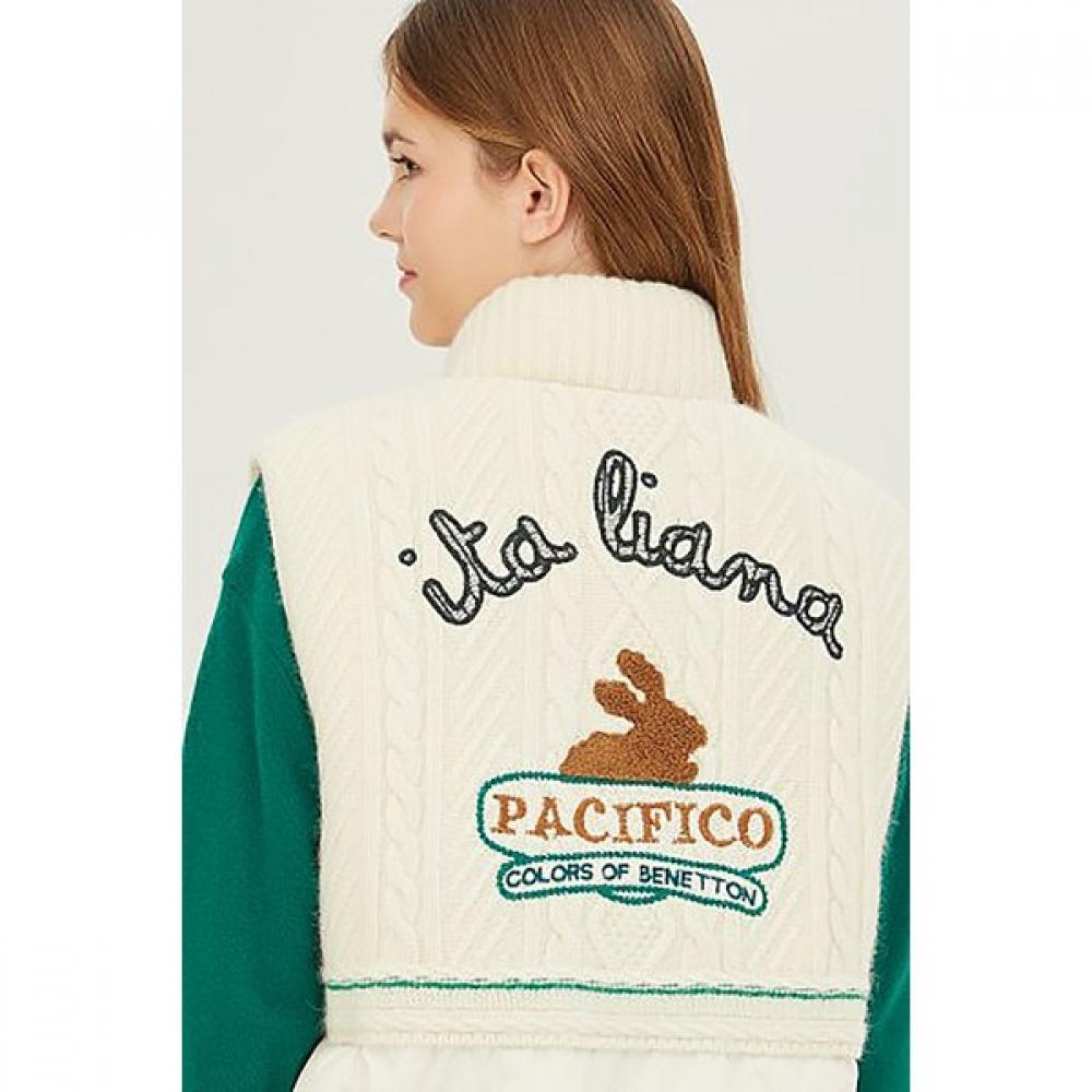  Benetton Benetton Plüsch-Strickweste mit Gänsefütterung Bapda2461 Iv