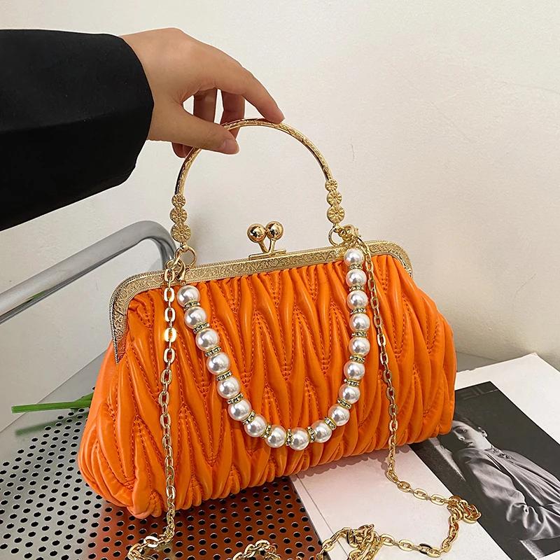 Luxusní dámská večerní kabelka z umělé kůže s řetízkem a ramenní taškou