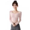 Womens Long Sleeve Yoga Top With Built-in Support Padding Slim Fit Quick-Dry Sports Bralette Winter Workout