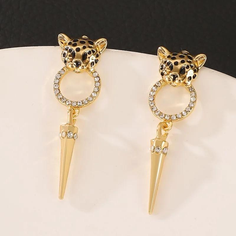 Cheetah Leopard Head Cone Pendant Earrings Women's Jewelry Accessories