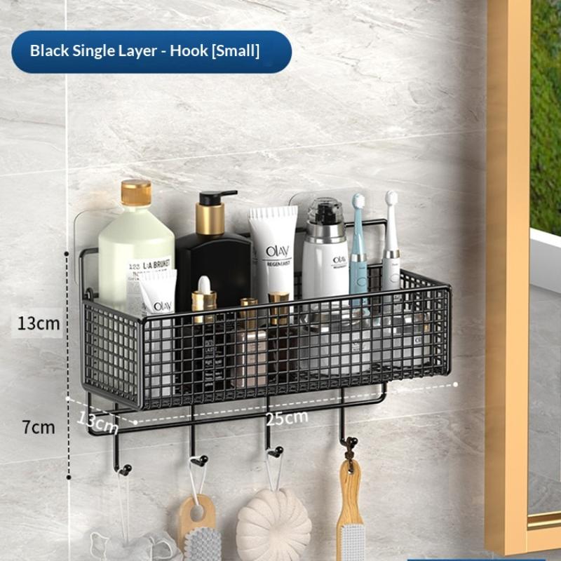 Wandmontiertes Hänge-Aufbewahrungsregal mit hoher Kapazität für Ladenartikel mit Kleberückseite Badezimmer-Handtuch- und Toilettenartikel-Aufbewahrungsregal