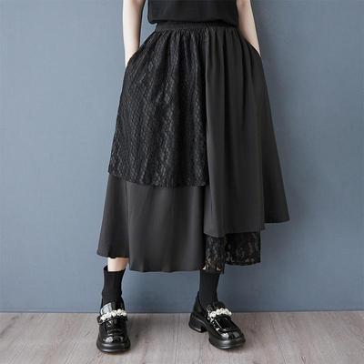 Black Plus Size High Waist Vintage Spring Summer Casual Loose Long for Woman Skirts Womens Skirt