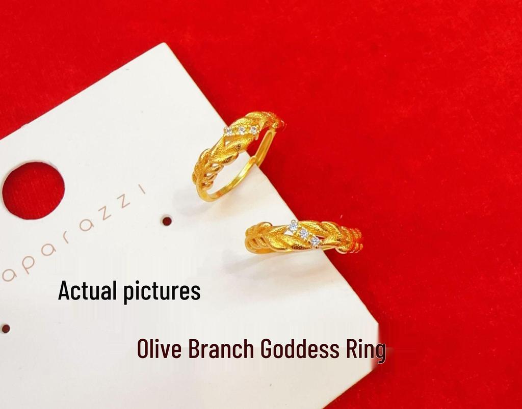Golden Olive Branch Wheat Ear Open Ring - Light Luxury Fashion Gift