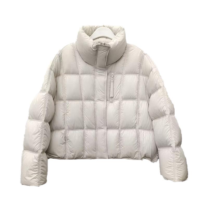 Popular white duck down stand-up collar square down jacket women's short winter fashion small warm jacket tide