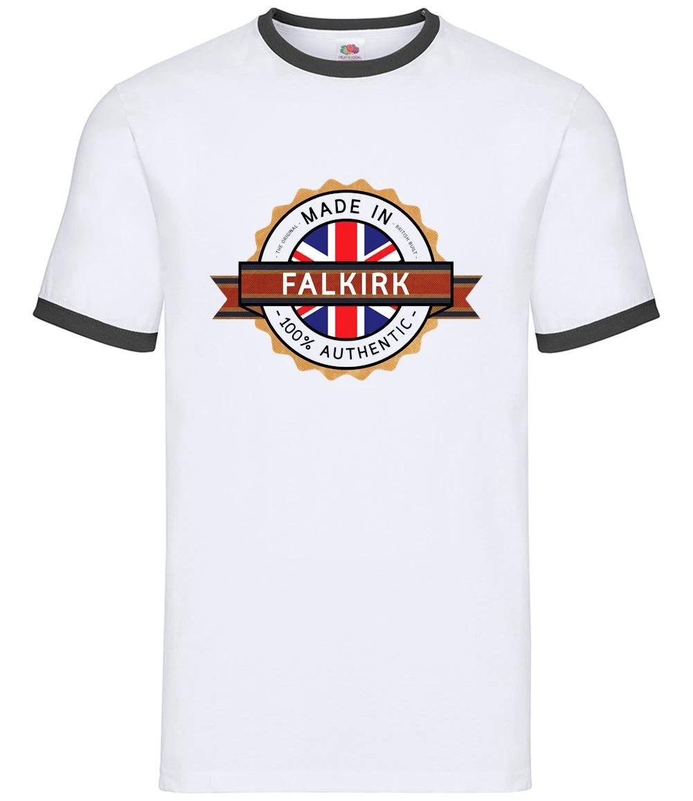 Made In Falkirk - Mens Ringer - Town City Village Born Love Live Homewtown L
