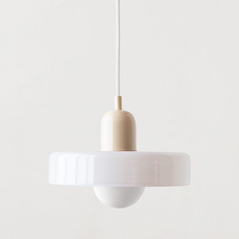 Northern Minimalist Cream Glass Pendant Light for Dining, Bedside, or Bar