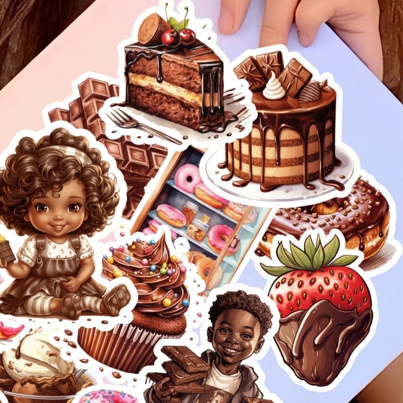 18Pcs/pack Chocolate Cake Cute Stickers For Stationery Scrapbooking Diy Diary Album Cute Stick Labe Planner Stickers Journaling