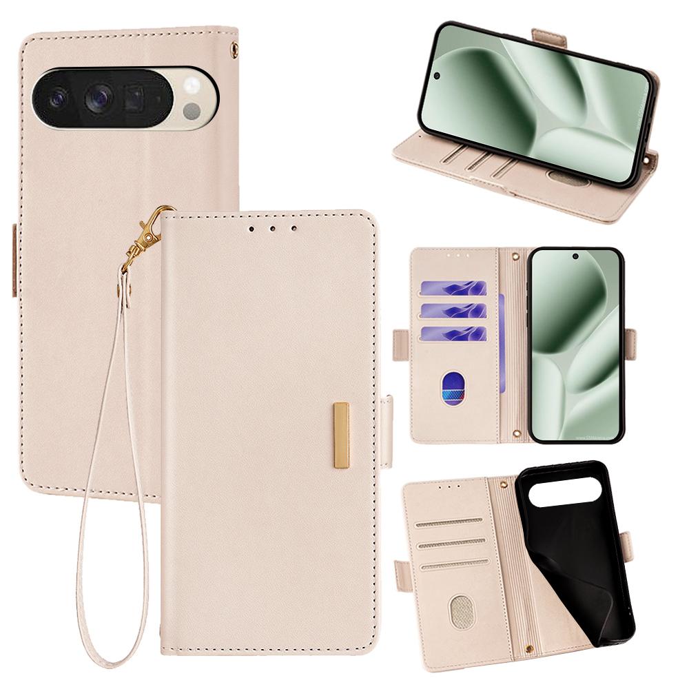 For Google Pixel 10 Case RFID Blocking Wallet PU Leather Phone Cover with Wrist Strap