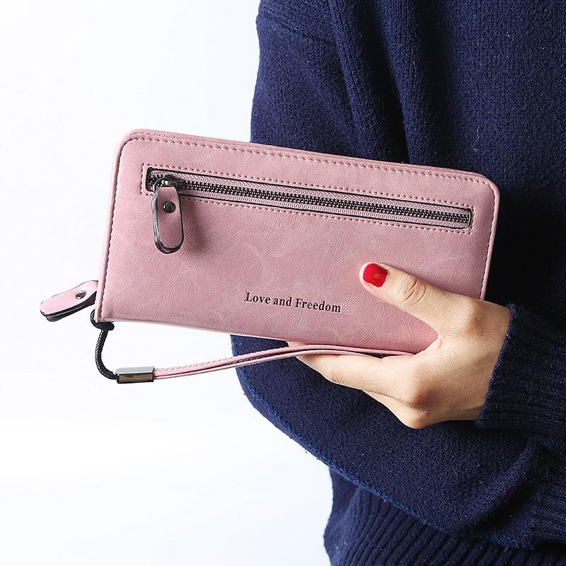 Women's Luxurious Leather Zipper Long Wallet With Large Capacity And Hasp Handbag