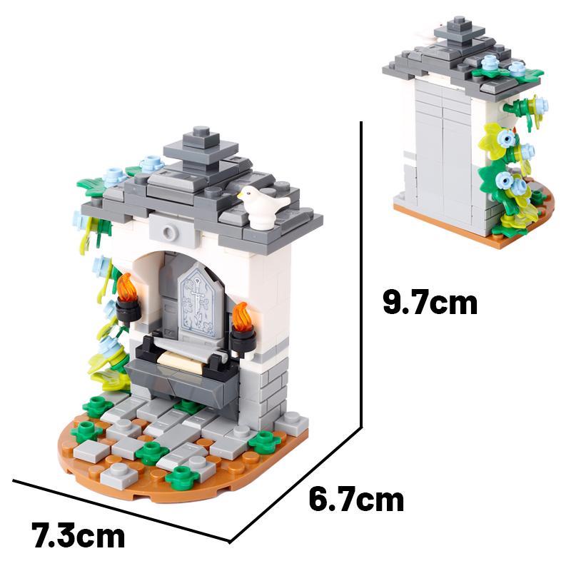 MOC Mittelalterliche Militärische Bausteine Soldatenfigur Zubehör Heiliger Ort Brunnen Straßenansicht Armee Ziegel Geschenke Spielzeug