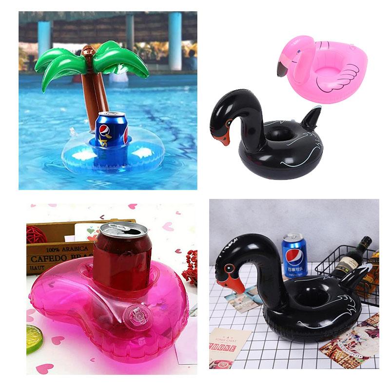Inflatable Beverage Coaster in The Shape of A Flamingo Reusable Swimming Pool Float Toy Cute Decoration for Birthday Parties