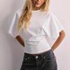 Summer Short Sleeve Plus Size T-shirt for Women Fashion Waist Concealed Blouse O Neck New Simple Short Tops Loose T Shirts Elegant Slim Fit Casual Tee