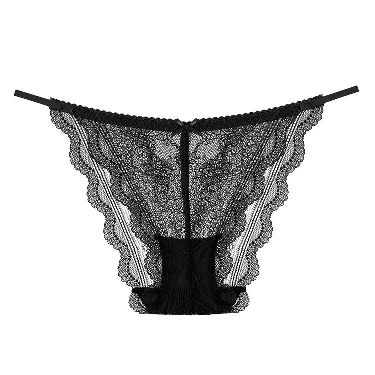 Exquisite Sexy Ribbon Full Lace Thin Briefs Breathable and Comfortable Women's Underwear
