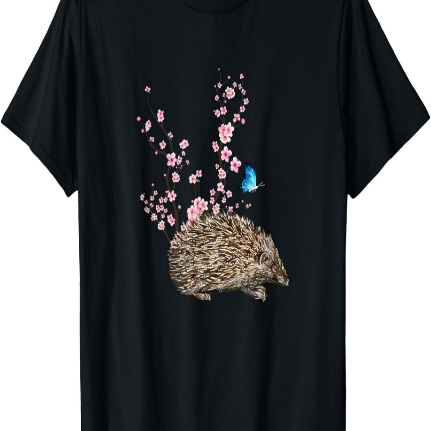 Japan Sakura Cherry Blossom Hedgehog  T-Shirt S
