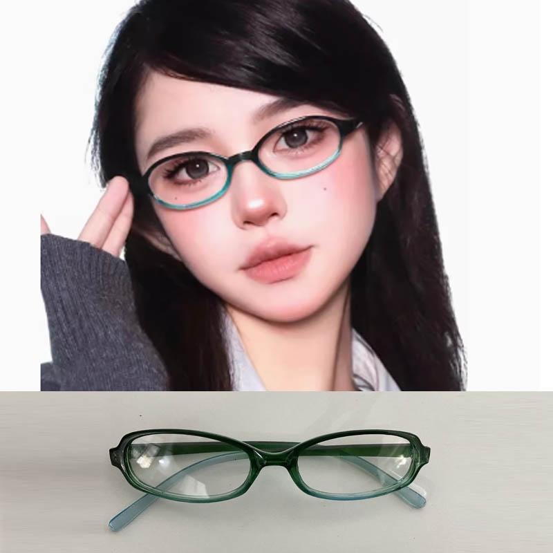 

Y2K Square Frame Glasses Retro Small Oval Eyewear Womne Girls Fashion Vintage Eye Glasses Photography Eye Decorative зелёный