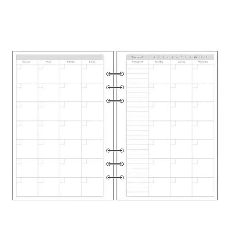 Fromthenon Cute Filler Paper Refill for Filofax Spiral Notebook A5 A6 A7 Planner Color Grid Blank Todo List Core Stationery