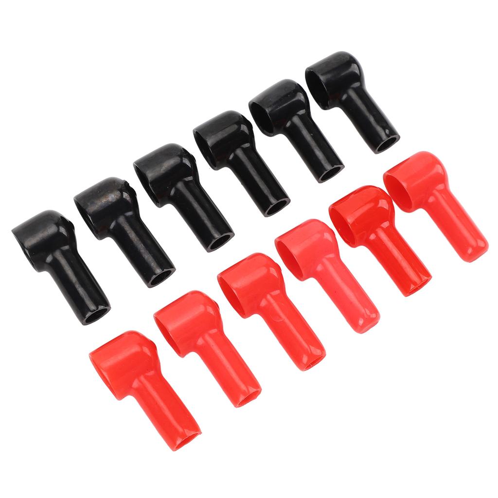 12Pcs Battery Terminal Boot Insulating Cover 6 Red 6 Black Cable Lug Protector Cover Cap for Vehicle Marine Commercial