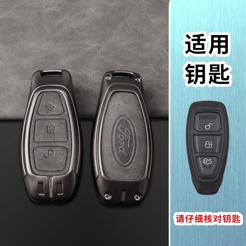 

Car Sticker Ford Leather Alloy 3 Buttons Car Key Cover Case Shell Fob For Ford Fiesta Focus Mondeo Kuga Escape C-Max /Grand C-Ma