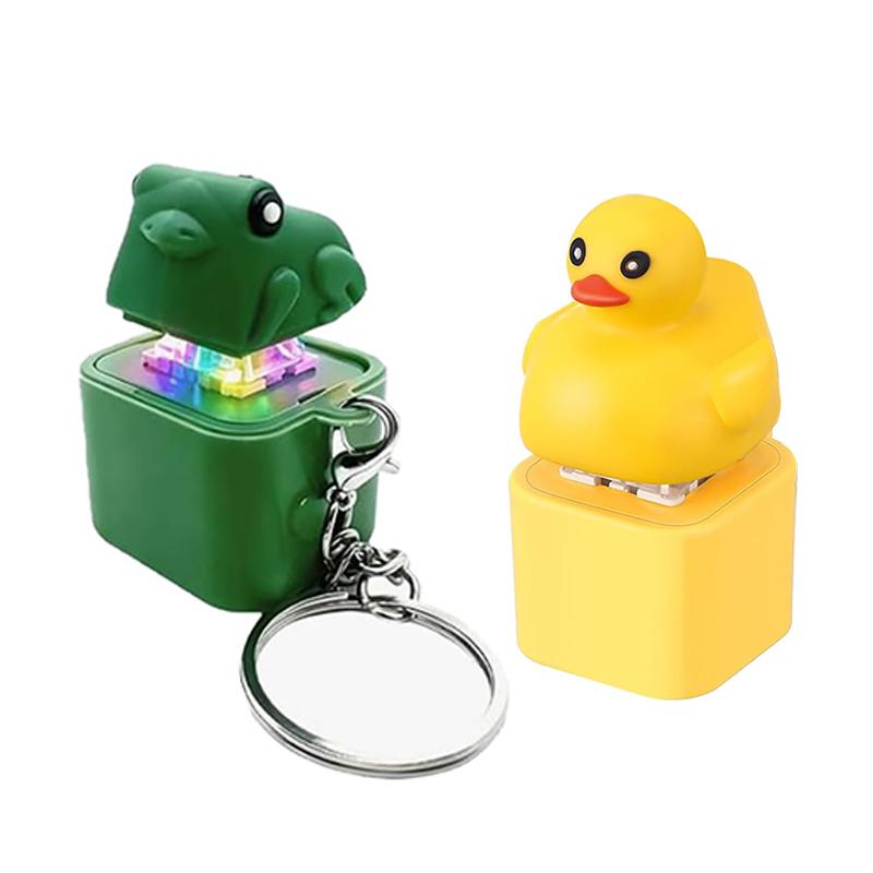 Portachiavi Giocattolo Fidget Tastiera Anatra e Rana, Clicker Fidget Rana con Luce LED, Giocattolo Antistress e per Rilevare l'Ansia per Adulti