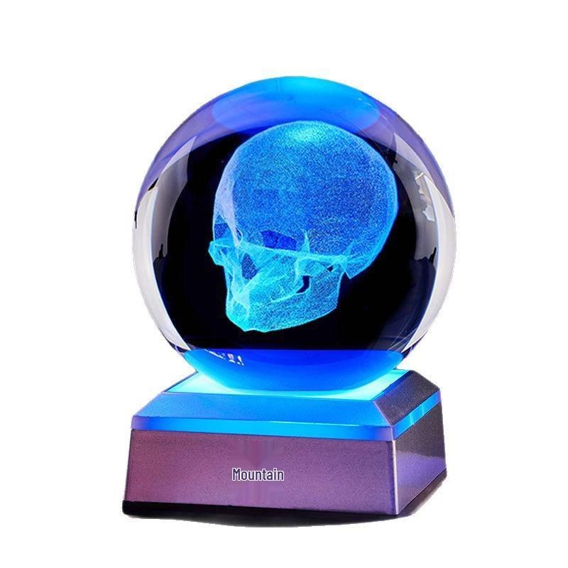 Skull Bluetooth Stand with Luminous Crystal Ball Night Light Decoration