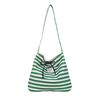 Casual striped canvas bag women's spring and summer new largecapacity commuter shoulder messenger bag