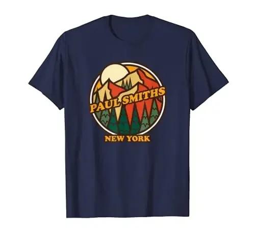 Vintage Paul Smiths New York Mountain Hiking Souvenir Print T-Shirt Anime Clothes Harajuku Mens T Shirts Cotton Four Seasons