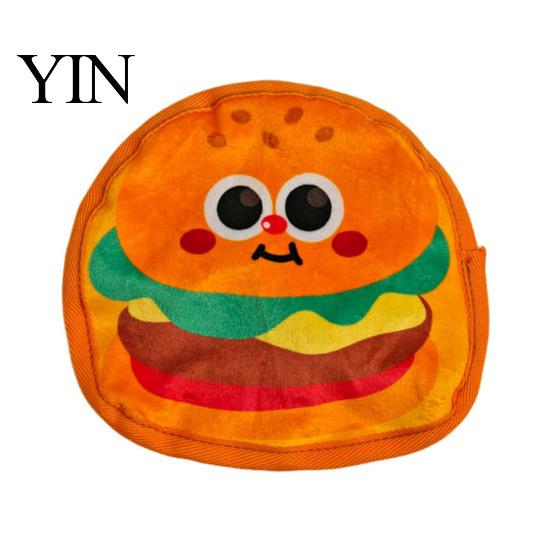 Durable Plush Dog Toys Crinkle Chew Toy, Food Shape Interactive Hamburger Pizza Hot Safe Fabric Teething Design, Toy for Small And Medium Dogs Squeaky