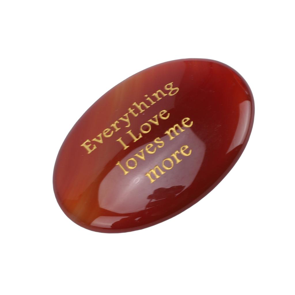 Worry Stone Red Agate Portable Engraved Motivational Inspirational Stone for Daily Life