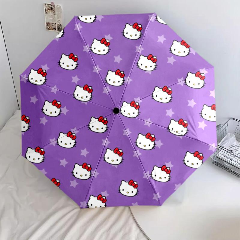 Hello Kitty  pattern, automatic folding umbrella, portable and foldable design, 8 ribs, a Christmas or birthday gift.