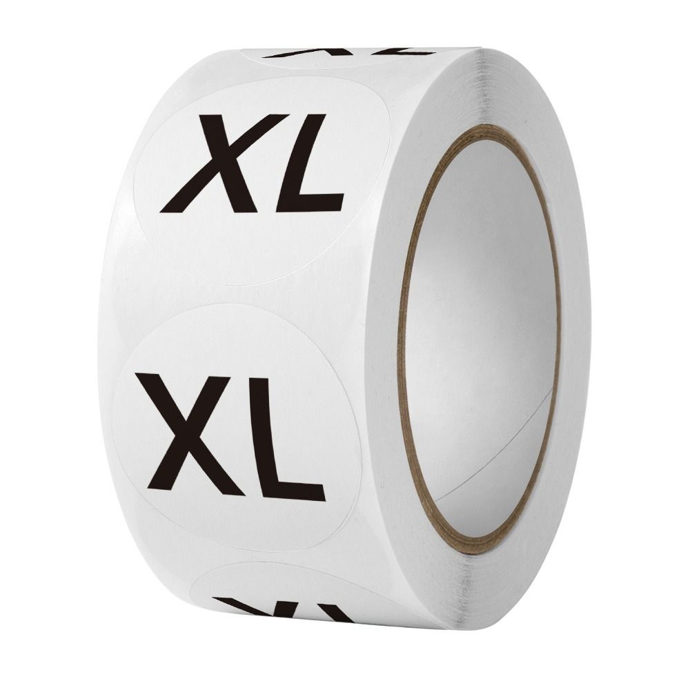 500Pcs/Roll Self-Adhesive Clothing Size Sticker XS/S/M/L/XL/2XL/3XL Round Adhesive Labels Universal Size Clothing Label