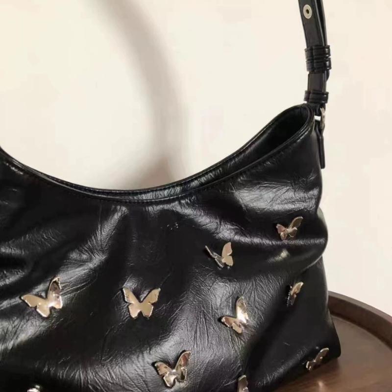 New Trendy Black PU Leather Shoulder Bags Luxury Butterfly Commuter Tote Bags Fashion Ladies Handbags Women's Shopper Bags