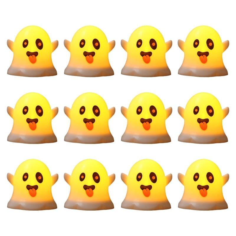 

12Pcs Luminated Ghostly LED Desk Light Halloween Tabletop Ornament For Mantels Shelf Window Holiday Party Decoration