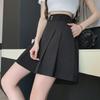 Women's Khaki Pleated A-Line Culotte Shorts - 2024 Summer Fashion Wide-Leg Style