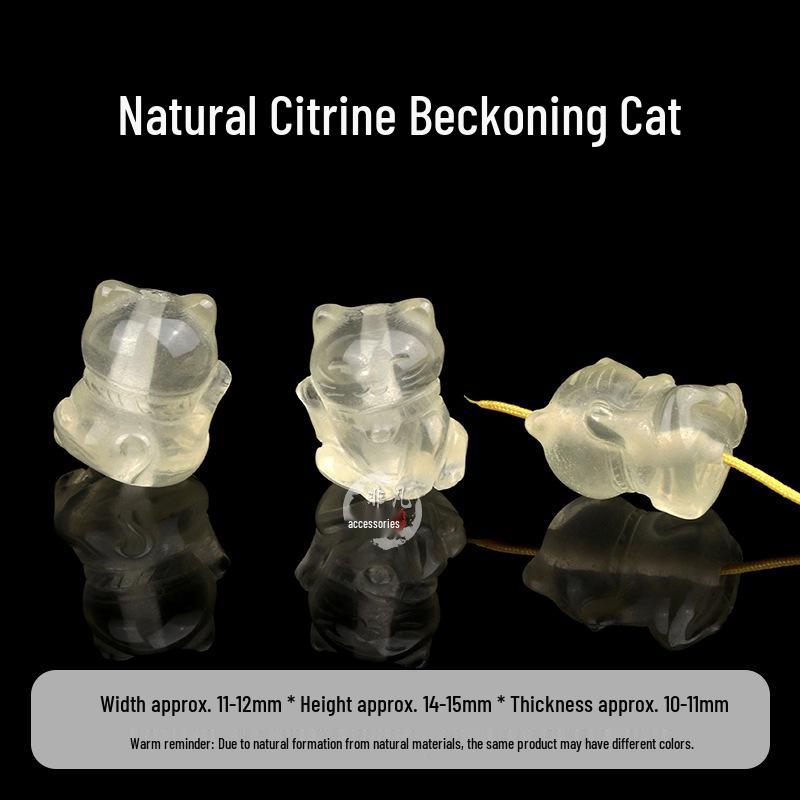 Natural Citrine Carving: Double Lotus, Nine-Tailed Fox, Rabbit, Gold-Swallowing Beast, Waking Lion - DIY Handmade Accessories
