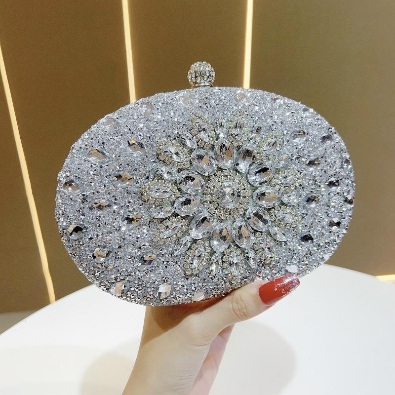 Rhinestone Sunflower Dress Banquet Bag Luxury Celebrity Temperament Versatile Diamond Oblique Span Small Handbag Full of Diamonds