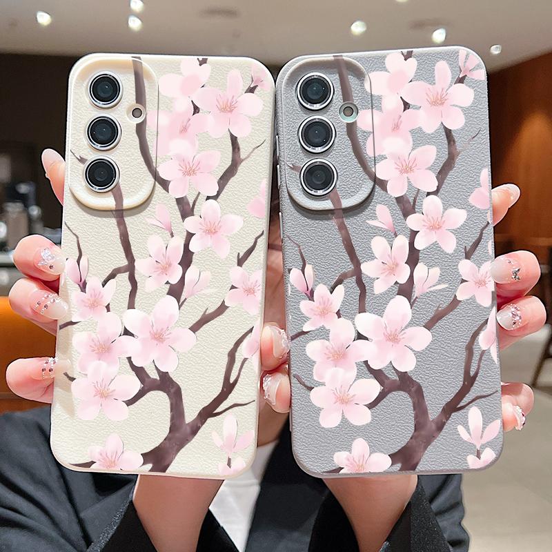 Hand-drawn Style Sakura Case For Samsung Galaxy A57 A37 A17 A56 A36 A26 A16 A55 A35 A25 A15 A54 5G S21 FE S22 S23 S24 Plus S25 Edge S26 Ultra