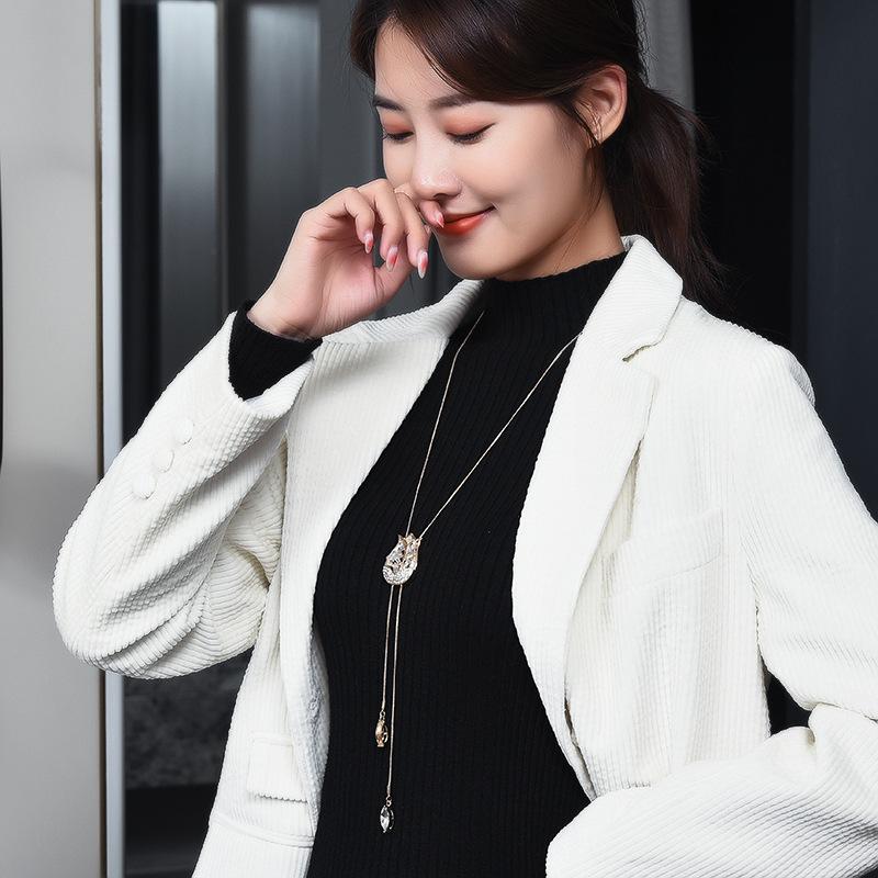 Catena per Maglione Tulipano Zircone Diamante Autunno Inverno Versatile Lunga Moda Collana Donna