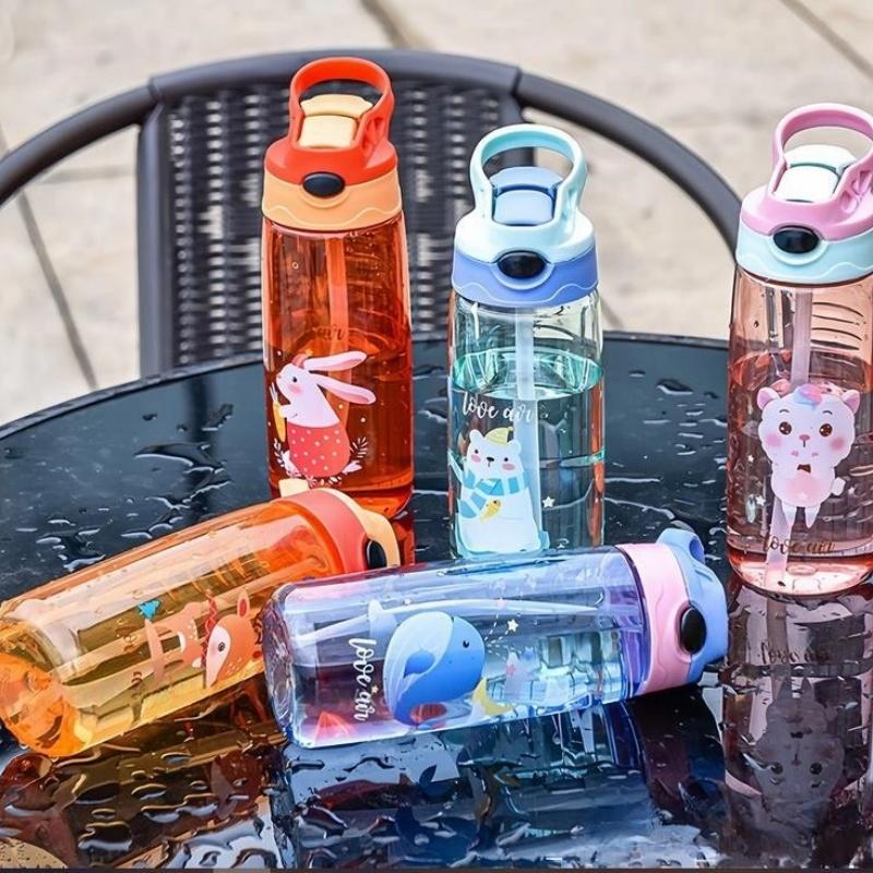 500ML Children Cartoon Plastic Cup With Straw Anti-falling Kids Water Bottle Children's Cup Portable Drinking Bottle Drinkware