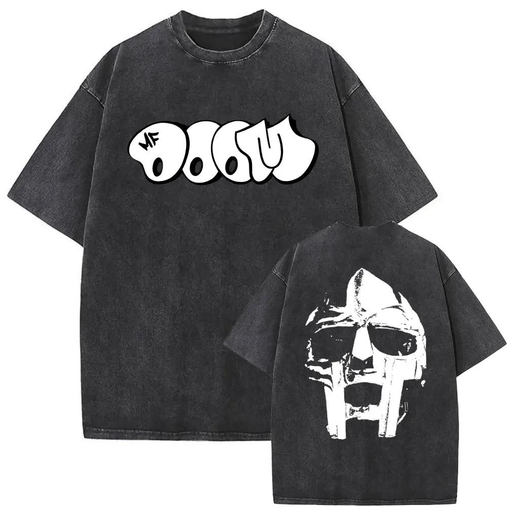 Washed Vintage Rapper Mf Doom MM FOOD Graphic Print Tshirt Men Women Hip Hop Fashion T-shirts Male Casual Oversized Streetwear