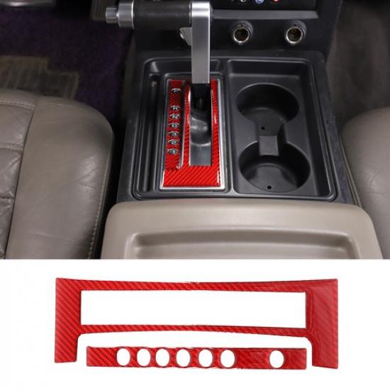 Red Carbon Fiber Center Console Gear Shift Trim Sticker for Hummer H2 2003-07