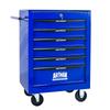 Mobile metal tool cabinet with 6 drawers, 508 mm (20 inch), ball-bearing drawer slides, organizing steel tool box – black-blue