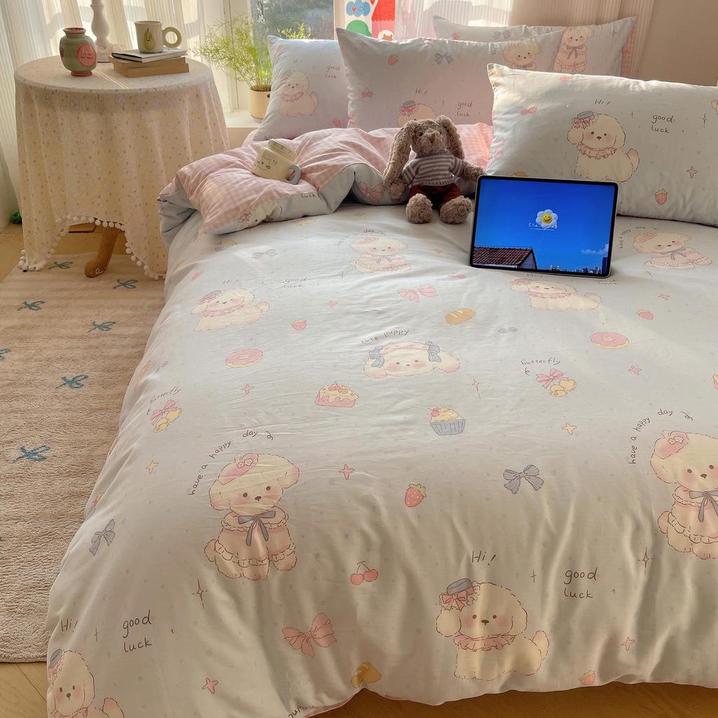 Early Spring 2026 Cute Cartoon Pure Cotton 3-Piece Bedding Set - Skin-Friendly and Age-Reducing