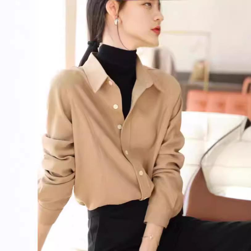 Word-of-mouth explosion 1116 autumn and winter polished fine velvet, solid color loose and thin long-sleeved shirt women can stack in autumn and