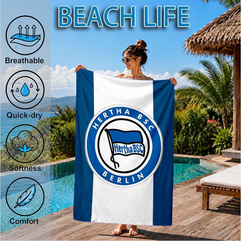 Hertha Bsc Berlin Crest Beach Towel, Quick-drying, Easy To Care For, Suitable for Both Fitness and Beach Vacations,Sports Essential
