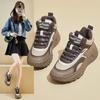 Running Sneakers for Women Casual Anti-Slip Chunky Platform Dad Sneakers Lace-Up Walking Shoes Comfortable PU Leather Athletic Tennis Shoes for Female