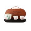 Sheep Fat Jade Portable Ceramic Tea Set - One Pot, Two Cups, Travel-Friendly Souvenir.