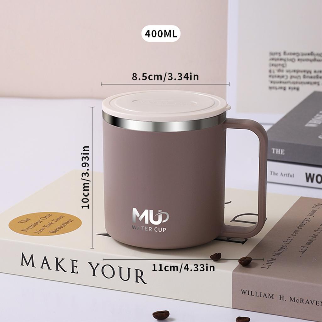 400ML Portable Insulated Mug 304 Stainless Steel Coffee Cup With Handle Cold And Hot Resistant Drinking Cup For Student Adult
